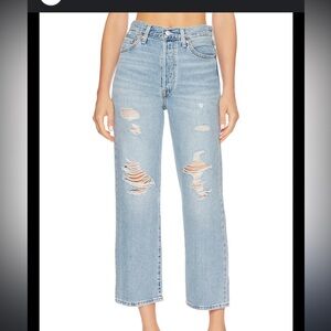 Levi’s ribcage straight ankle length light wash jeans